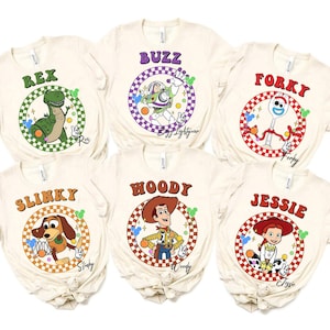 Disneyland Pixar Toy Story Checkered Shirt, Vintage Slinky Woody Buzz Jessie Rex Lotso Disneyland Family Vacation Tee, Disneyland Birthday image 1