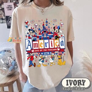 Mickey and Friends Patriotic Disneyland 4th of July Shirt, Disneyland Castle Family America 4th of July, Happy Independence Day, 250th Shirt image 4