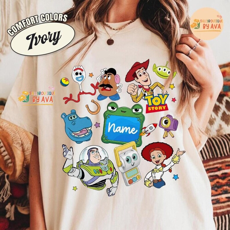 Custom Name Toy Story 5 Movie Shirt, Lilypad Buzz Lightyear Woody Jessie Toy Story Land You've Got a Friend In Me Adult & Kids Shirt image 6
