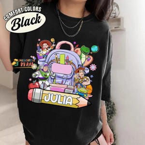 Custom Kids Name Toy Story Back To School Shirt, Toddler First Day of School Tee Kindergarten Shirt With Name, First Day School Outfit image 7