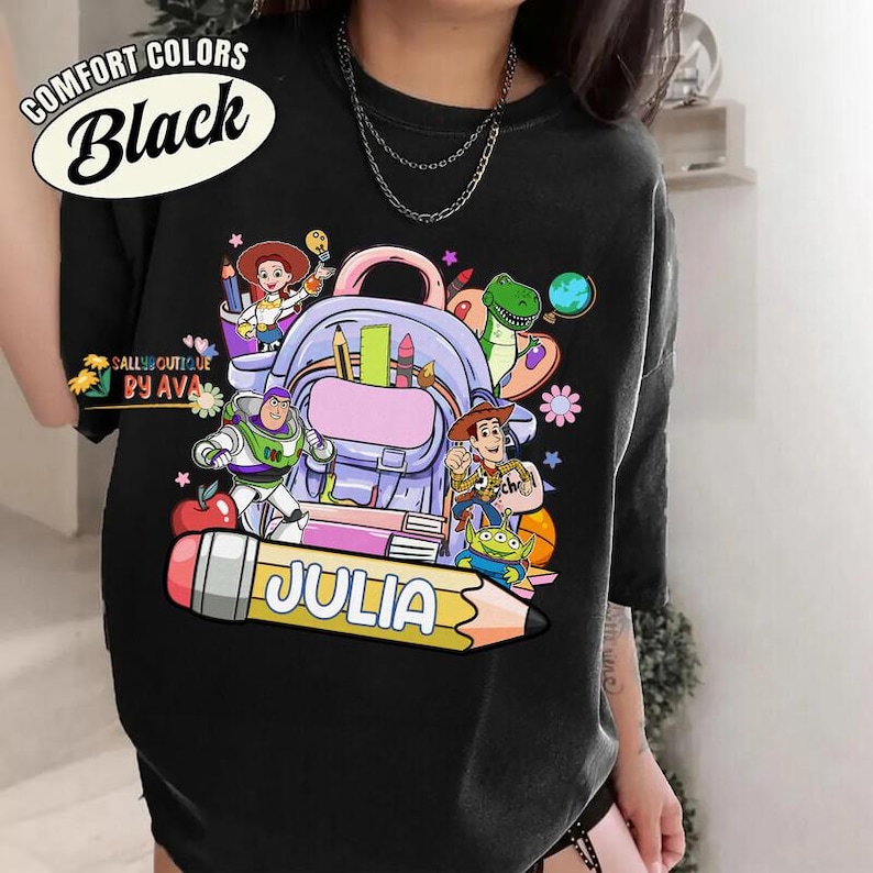 Custom Kids Name Toy Story Back To School Shirt, Toddler First Day of School Tee Kindergarten Shirt With Name, First Day School Outfit image 7