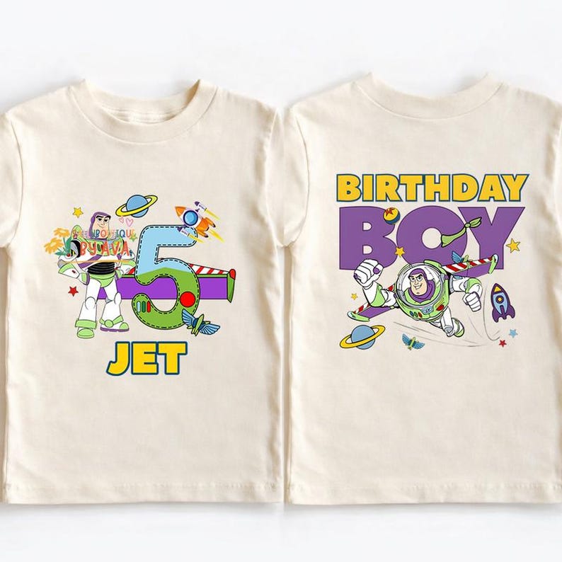 Personalize Buzz Lightyear Birthday Shirt, Toy Story Birthday Boy, Disneyland Toy Story Birthday Sweatshirt, Disneyland Birthday Party Shirt image 1