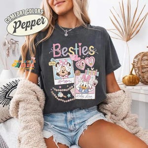 Retro Disneyland With My Bestie Shirt, Minnie Mouse and Daisy Duck Coquette Bow Shirt, Best Friends Disneyland Matching Tee, BFF Girls Trip image 3