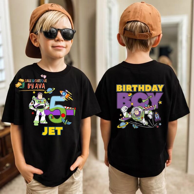 Personalize Buzz Lightyear Birthday Shirt, Toy Story Birthday Boy, Disneyland Toy Story Birthday Sweatshirt, Disneyland Birthday Party Shirt image 3