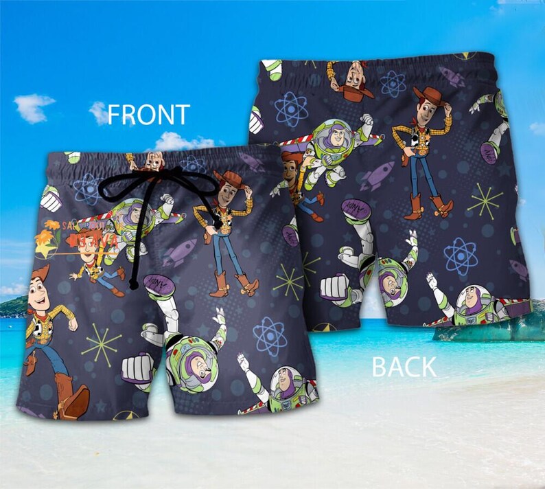 Toy Story Woody And Buzz Lightyear Hawaiian Shirt, Disneyland Toy Story Button Up Shirt, Summer Beach Outfit, Disneyland Summer Vacation Bild 3