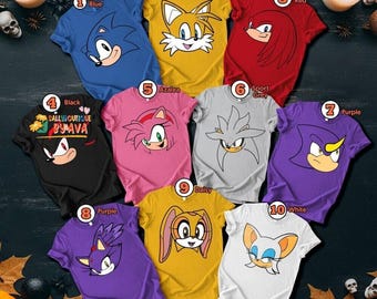 Sonic the Hedgehog Halloween Costume Shirt, Miles Tails Prower Amy Rose Costume, Matching Family Halloween Costume Shirt, Halloween Party