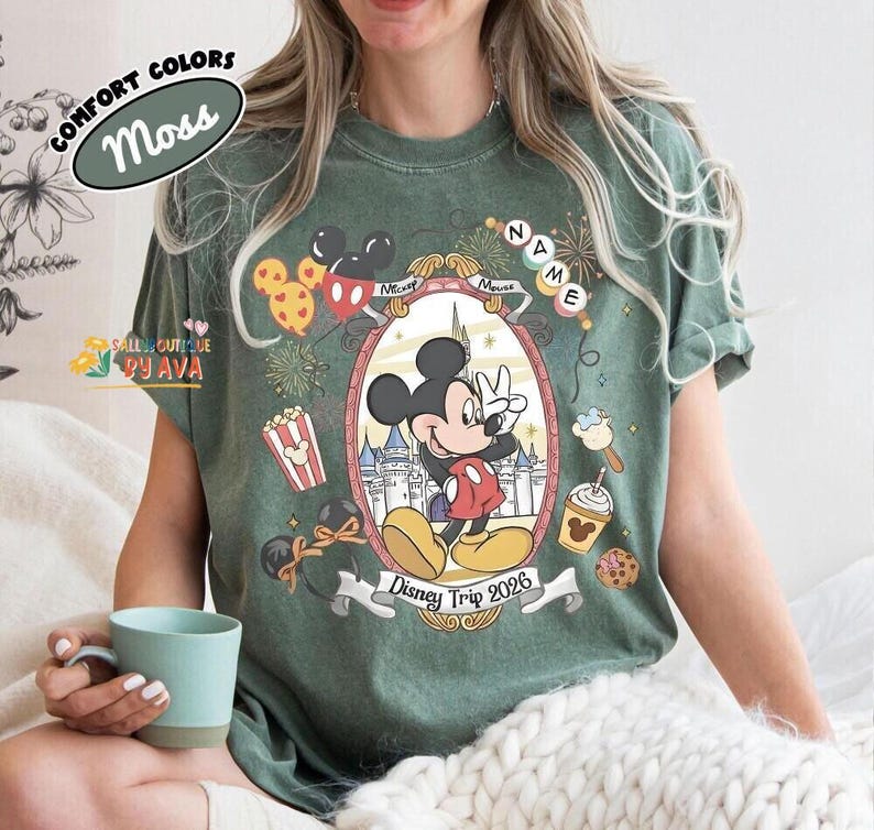 Custom All Characters Disneyland Trip 2026 Shirt, Personalized WDW Family Vacation Matching Tee, Magic Kingdom Mickey Pooh Stitch Buzz Shirt image 7