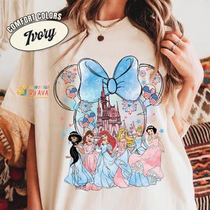 Disneyland Princess Happy Independence Day Shirt, Disneyland Castle US Flag Freedom 4th of July Shirt, Disneyland Family 250 Years Shirts image 1
