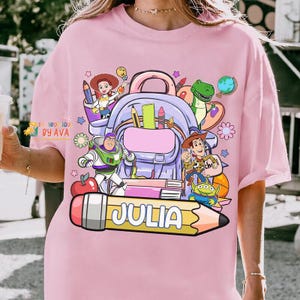 Custom Kids Name Toy Story Back To School Shirt, Toddler First Day of School Tee Kindergarten Shirt With Name, First Day School Outfit image 6