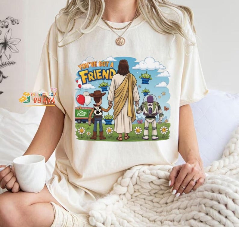 Jesus You've Got A Friend In Me Shirt, Christian Toy Story Tee, Faith Friendship Shirt, Jesus Cartoon Tee, Christian Gift, Funny Faith Shirt image 1