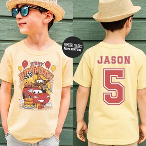 Personalized Disneyland Cars Birthday Boy Shirt, Lightning McQueen Birthday Shirt, Family Matching Shirt, Racing Car Birthday Boy Shirt image 4