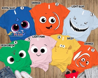 Finding Nemo Halloween Costume Shirt, Disneyland Family Vacation Tee, Character Face Matching Tops, Halloween 2026 Outfit, Halloween Party