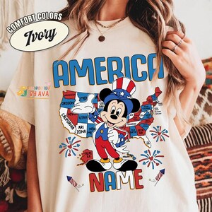 Personalized Mickey and Friends America Map Disneyland Happy 4th of July Shirt, Happy Independence Day 2026 Matching Tee, 250th Shirt image 4