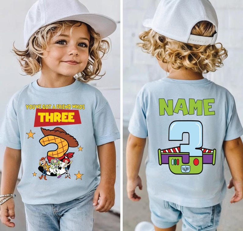 Toy Story You've got a friends who's three, Toy Story Inspired 3rd Birthday Shirt: Sheriff Cowboy Theme for Boys - Infinity and Beyond Party image 1