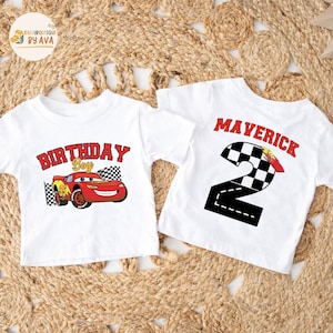 Personalized Disneyland Cars Birthday Shirt, Custom Name Age McQueen Birthday Boy Tee, Pixar Pit Crew, Disneyland Birthday Family Trip image 1