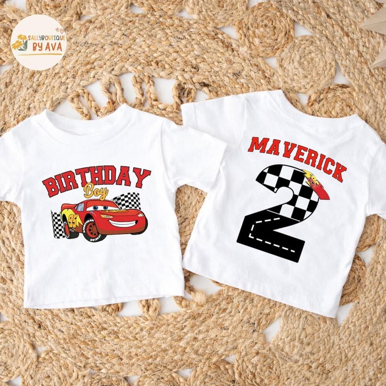 Personalized Disneyland Cars Birthday Shirt, Custom Name Age McQueen Birthday Boy Tee, Pixar Pit Crew, Disneyland Birthday Family Trip image 1