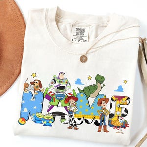 Custom Name Toy Story T-shirt, Personalized Disneyland Buzz Woody Jessie Shirt, Custom Birthday Boy Girl Tee, Disneyland Trip image 1