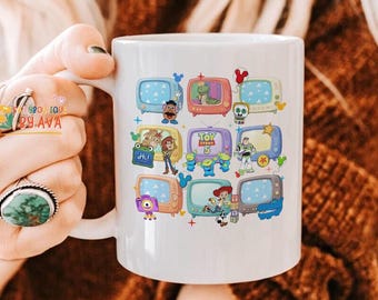 Retro Toy Story 5 Mug, Lilypad Woody Buzz Jessie Coffee Mug, Disneyland Movie Character Ceramic Drinkware, Gift For Fan, Birthday Gift