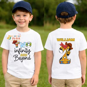 Personalized Two Infinity Beyond and Birthday Shirt, Toy Story Toddler Birthday Shirt, Custom Name 2nd Birthday Shirt, Disneyland Birthday image 2