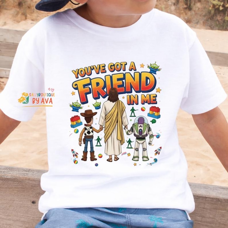 Jesus You've Got A Friend In Me Shirt, Jesus Toy Story T Shirt, Christian Cartoon Shirt, Faith Friendship Shirt, Disneyland Jesus Tee image 1