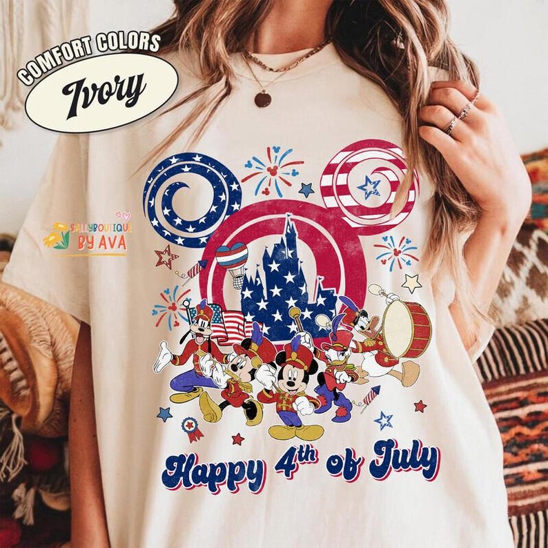 Camiseta de Disneyland del 4 de julio, Camiseta Comfort Colors de Mickey y sus amigos de EE. UU., Camiseta patriótica de Disneyland para niños, Camiseta del Día de la Independencia imagen 2
