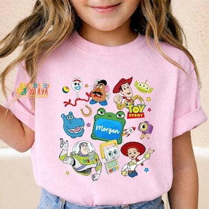 Custom Name Toy Story 5 Movie Shirt, Lilypad Buzz Lightyear Woody Jessie Toy Story Land You've Got a Friend In Me Adult & Kids Shirt Bild 1