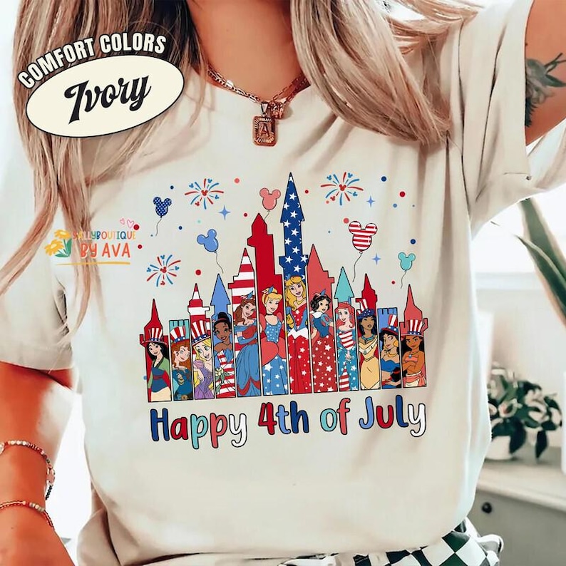 Happy 4th of July Disneyland Princess Castle Shirt, Disneyland Family American Flag USA Patriotic, Red White and Blue Disneyland Girl Trip 画像 5