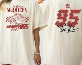 Comfort Colors Vintage Lightning McQueen Shirt, Two Sided McQueen T-Shirt, Disneyland Pixar Car Shirt, Radiator Springs Tee