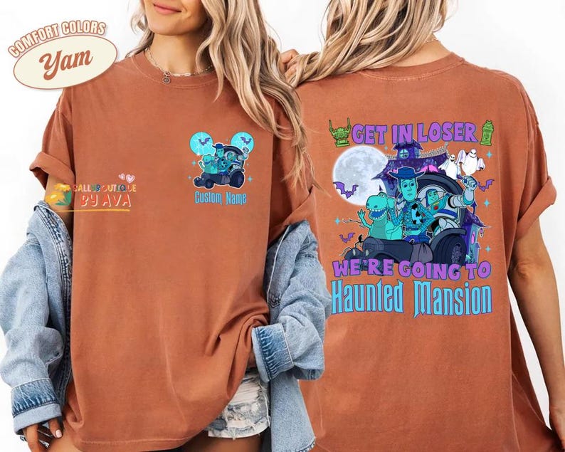 Custom Toy Story Halloween Shirt, Get In Loser We’re Going To Haunted Mansion Shirt, Hitchhiking Ghosts Shirt, Disneyland Family Halloween image 1