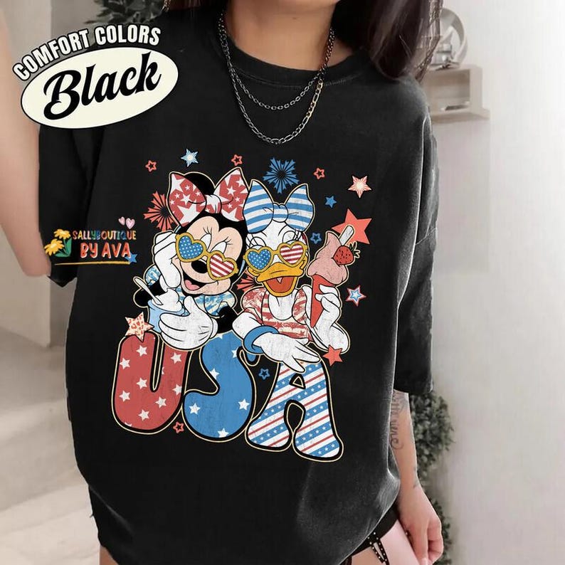Vintage Minnie Daisy Disneyland USA Happy 4Th Of July Shirt, Disneyland Girl Trip Patriotic American Shirt, Independence Day, 250th Shirt image 4