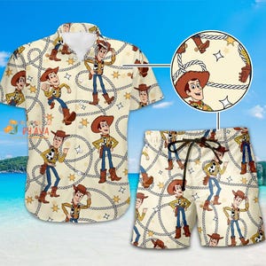 Hawaiian Shirt Toy Story Woody Cowboy Button Up Shirt, Woody Toy Story Hawaiian Shirt, Summer Beach Outfit, Disneyland Summer Vacation image 1