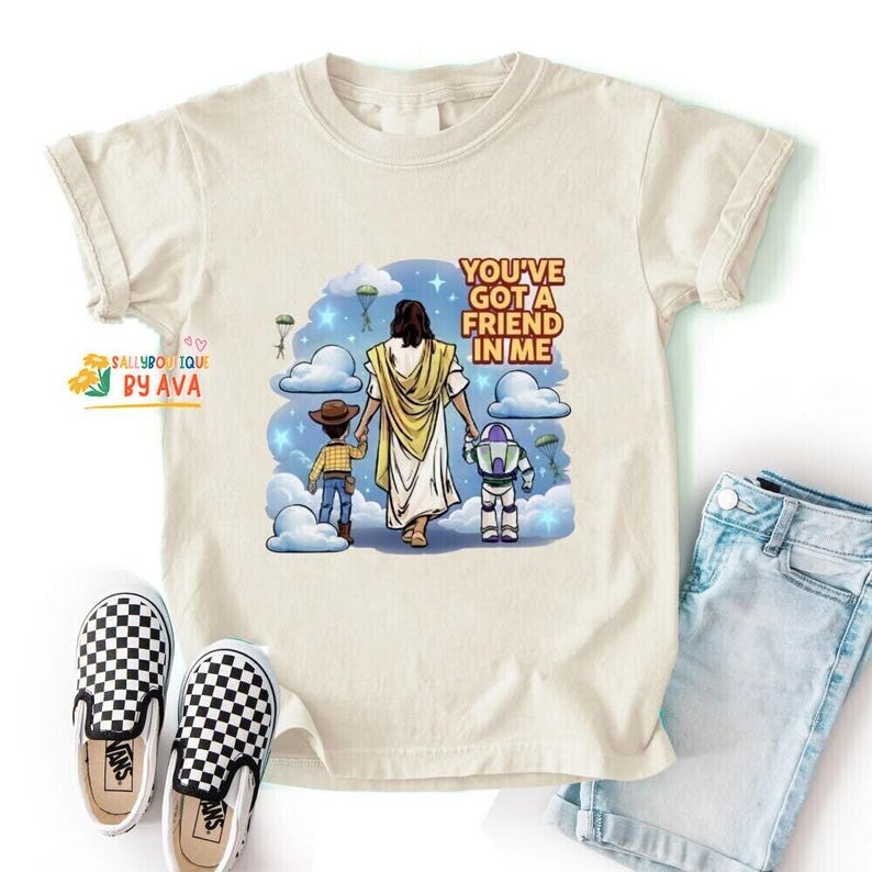 Jesus Youve Got A Friend In Me Shirt, Christian Toy Story Tee, Faith Friendship Shirt, Jesus Cartoon Tee, Christian Gift, Funny Faith image 1