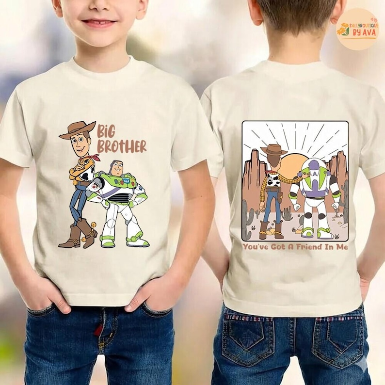 Toy Story Brothers Shirt, Disneyland Big and Little Bro Matching Tee, Woody Buzz Lightyear Family Sweatshirt, Toy Story Siblings Gift immagine 1