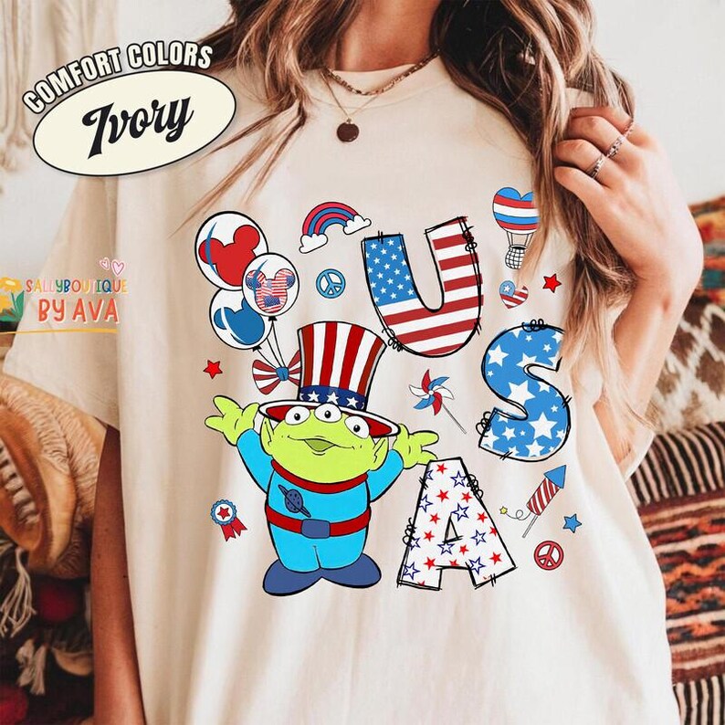 Chemise personnalisée tous les personnages de Toy Story 4 juillet, chemise assortie famille patriotique Disneyland, chemise 250e anniversaire des États-Unis, jour de l'indépendance image 7