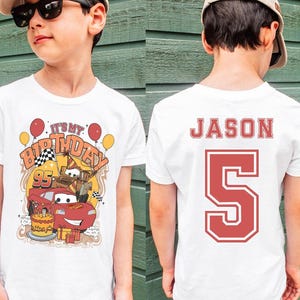 Personalized Disneyland Cars Birthday Boy Shirt, Lightning McQueen Birthday Shirt, Family Matching Shirt, Racing Car Birthday Boy Shirt image 3