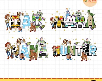 Custom Name Toy Story Family Matching PNG, Disneyland Mom Dad, Buzz Lightyear Woody Disneyland Trip PNG, Birthday Family Digital Download