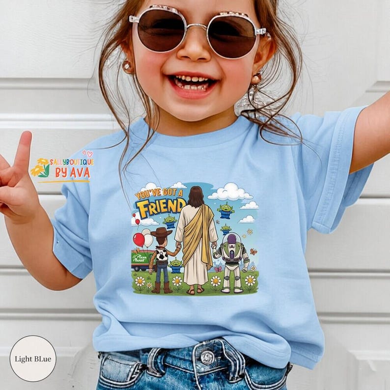 Jesus You've Got A Friend In Me Shirt, Christian Toy Story Tee, Faith Friendship Shirt, Jesus Cartoon Tee, Christian Gift, Funny Faith Shirt immagine 1