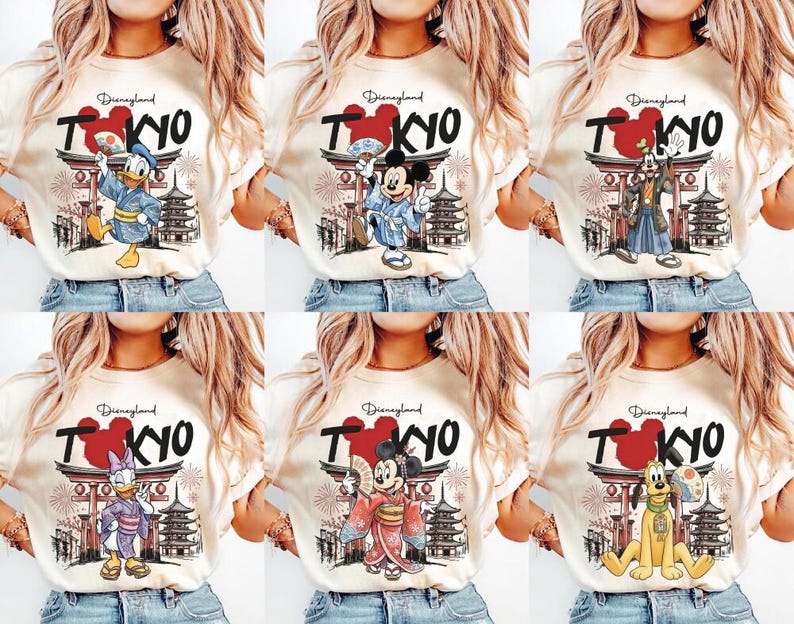 Tokyo Disneyland Mickey and Friends Kimono Shirt, Custom Disneyland Family Matching Tee, Japan Vacation 2026 Girl Trip Shirts, Group Tee image 1