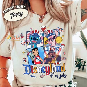Disneyland Balloons Lilo and Stitch 4th of July Shirt, Lilo and Stitch 4th of July Independence Day Gift, America USA Summer Tshirts Bild 4