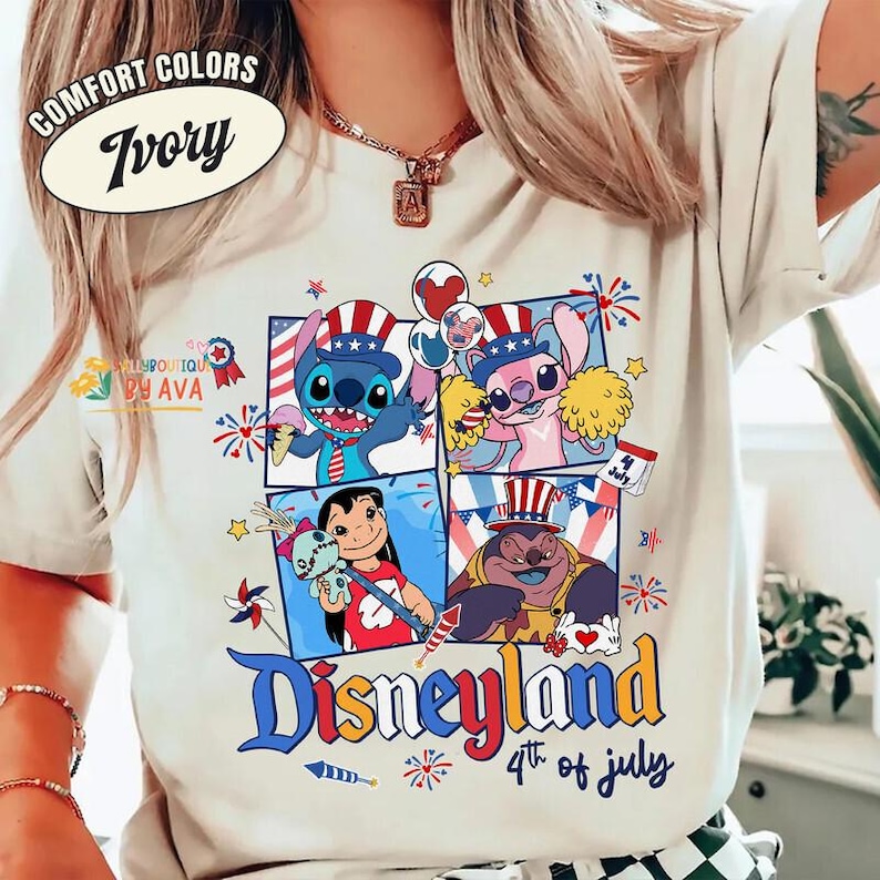 Disneyland Balloons Lilo and Stitch 4th of July Shirt, Lilo and Stitch 4th of July Independence Day Gift, America USA Summer Tshirts Bild 4