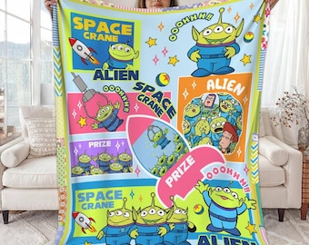 Disneyland Toy Story Aliens Blanket, Aliens Toy Story Pizza Planet Blanket, Woody Buzz Lightyear Jessie Toy Story, Gift for Boy or Girl