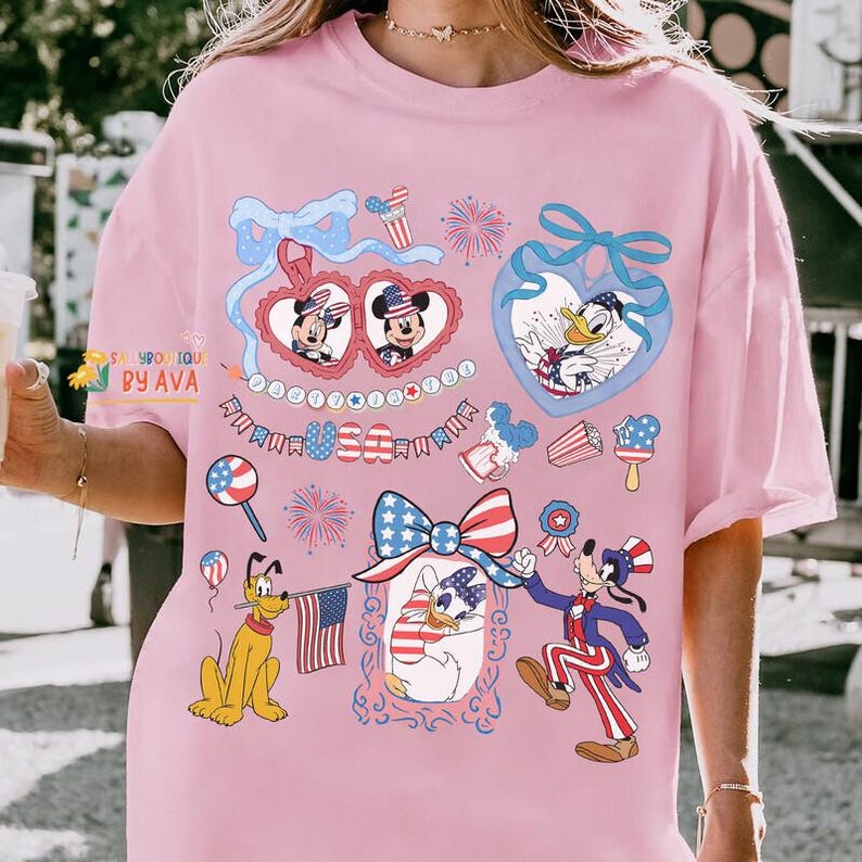 Coquette Bows Mickey and Friends Patriotic Disneyland 4th of July Shirt, USA Independence Day, 250 Years Celebration Shirt, Holiday Shirt Bild 3