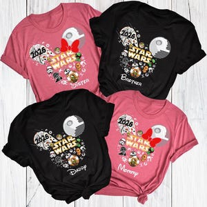 Custom Disneyland Starwars 2026 Trip Shirts, Disneyland Starwars Mickey Ear Shirt, Starwars Family Matching Birthday Shirts, Couple Shirts image 1
