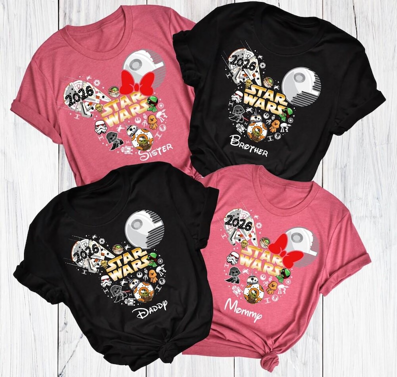 Custom Disneyland Starwars 2026 Trip Shirts, Disneyland Starwars Mickey Ear Shirt, Starwars Family Matching Birthday Shirts, Couple Shirts image 1