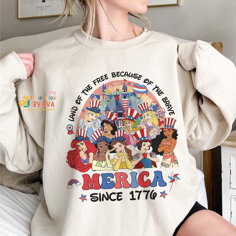 Happy Independence Day Disneyland Princess Shirt, WDW Disneyland Castle Family USA Happy 4th of July Tee, America US Flag, Girl Trip Shirt image 5