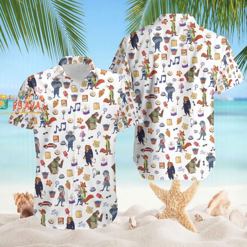 Disneyland Zootopia Hawaiian Shirt, Judy And Nick Shirt for Men Women,Disneyland Animal Characters Shirt, Zootopia Summer Gift For Fan image 1