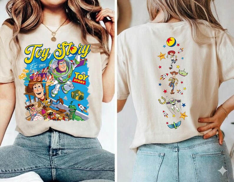 2-side Vintage Toy Story Est 1995 Shirt, Toy Story Characters Family Shirt, Disneyland Family Vacation 2026, Toy Story Shirt 画像 3