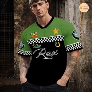 Custom Disneyland Toy Story Rex Football Jersey, Croptop Football Jersey, Disneyland Shirt, Disneyland Birthday Gift for Kids image 2