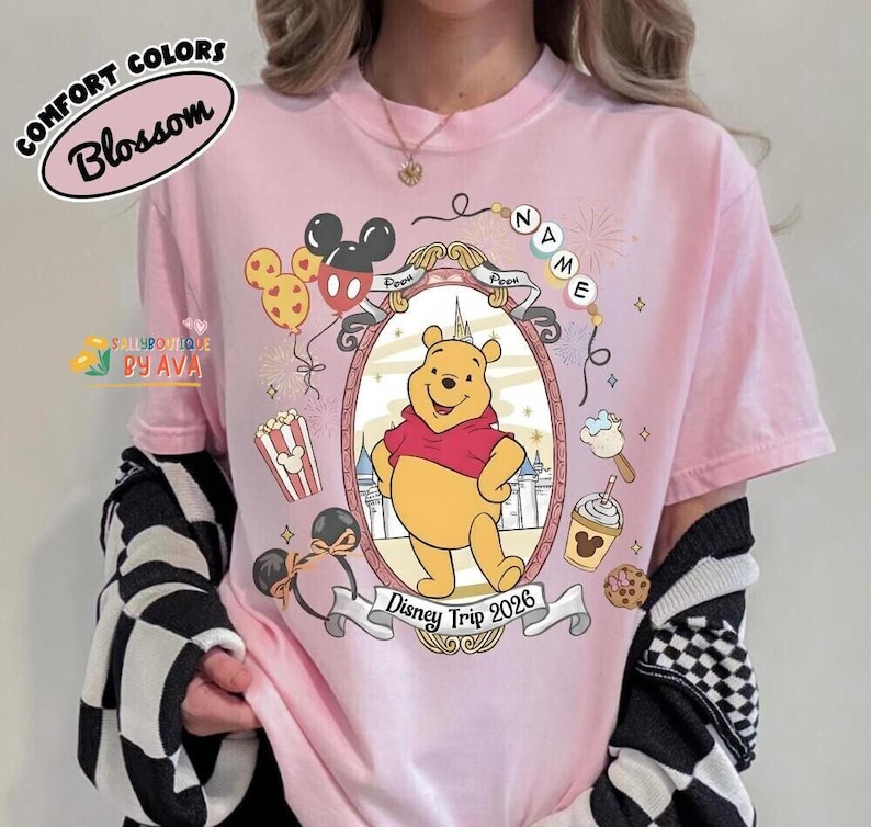 Custom All Characters Disneyland Trip 2026 Shirt, Personalized WDW Family Vacation Matching Tee, Magic Kingdom Mickey Pooh Stitch Buzz Shirt image 6