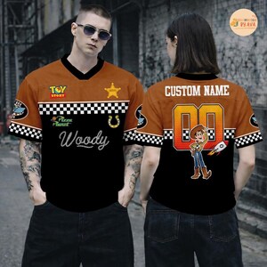 Custom Disneyland Toy Story Woody Football Jersey, Croptop Football Jersey, Disneyland Football Shirt, Disneyland Birthday Gift for Kids image 3